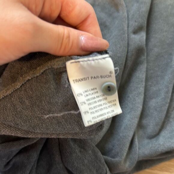 Tahari Linen Blend Gray Top Size Medium - Picture 7 of 8